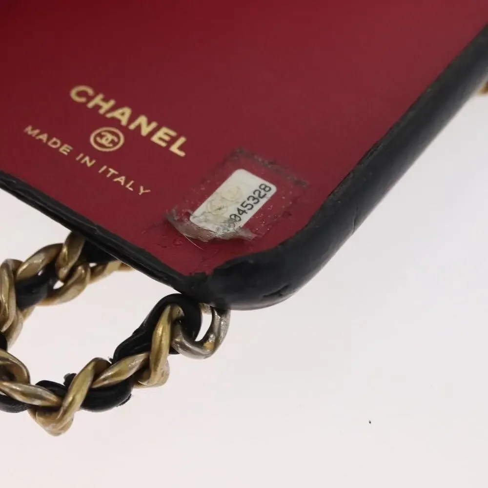 Chanel Matelasse Lambskin Chain Iphone Case Shoulder Bag Black